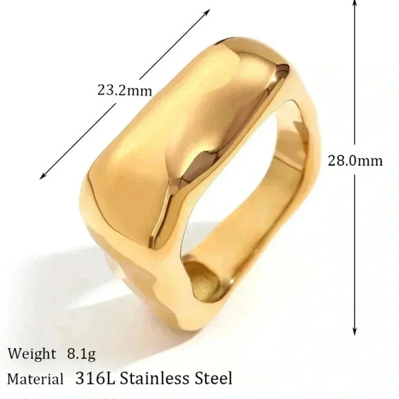 *NEW* Stainless Steel Abstract Chunky  Square Ring (SILVER) - Picture 5 of 7